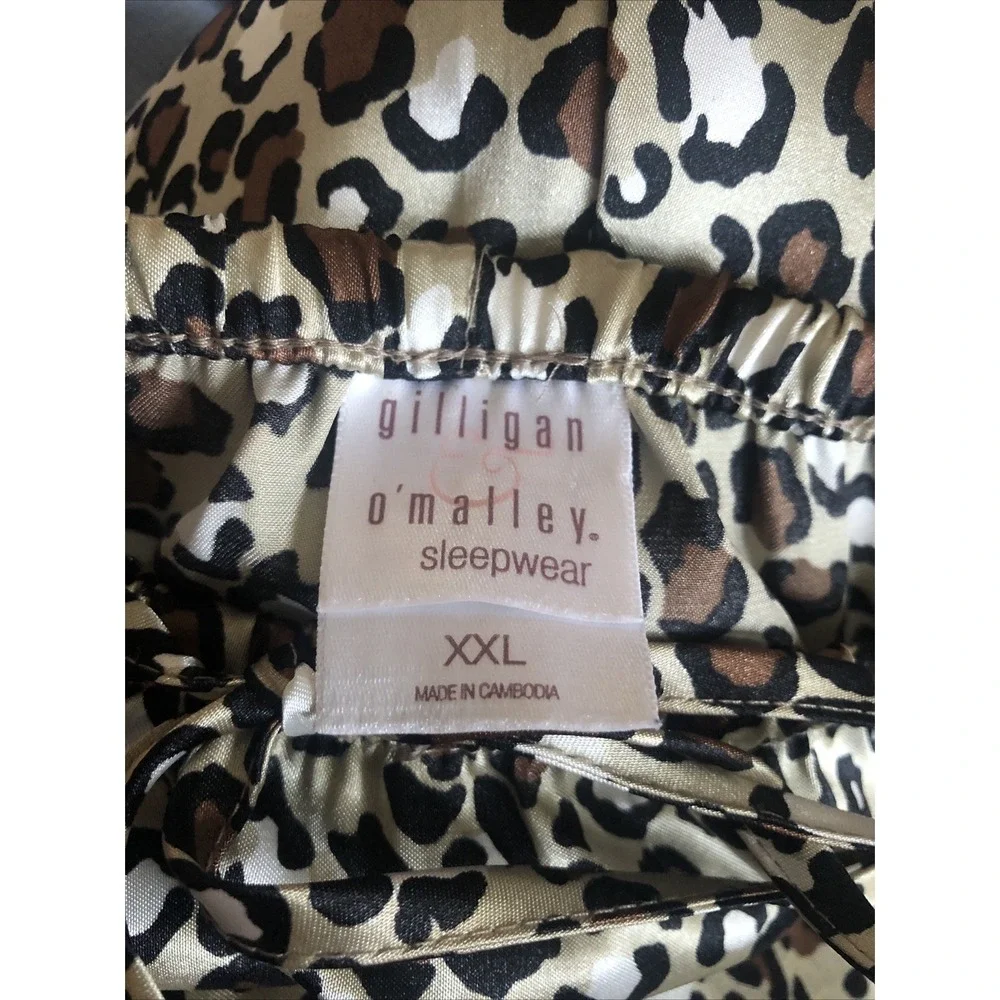 Gilligan & O'Malley Satin Sleep Pants Leopard Print Women's Size XXL